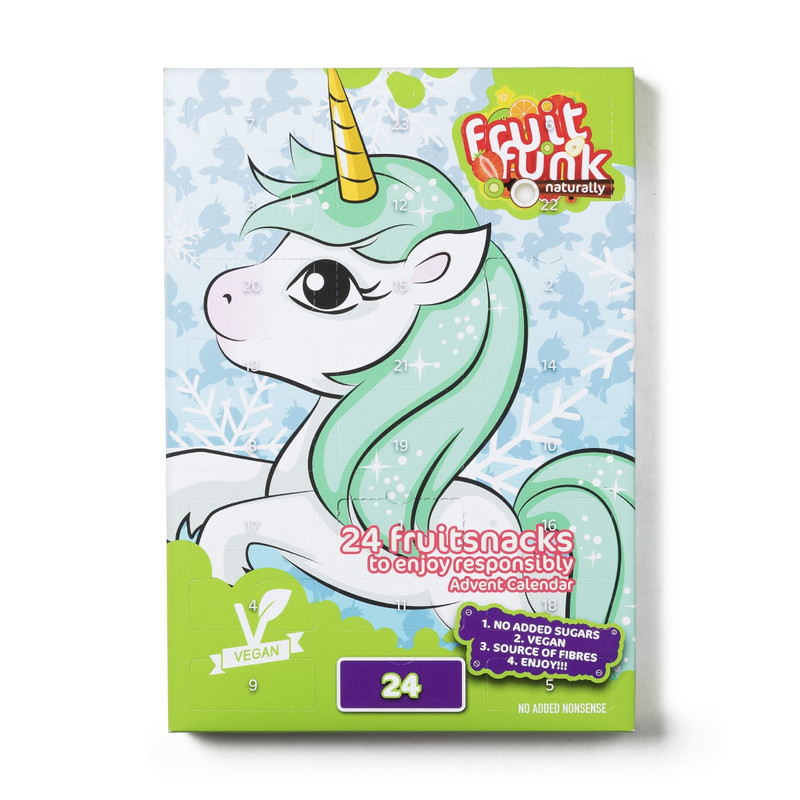 Adventskalender met fruit snoep - unicorn - 171 g